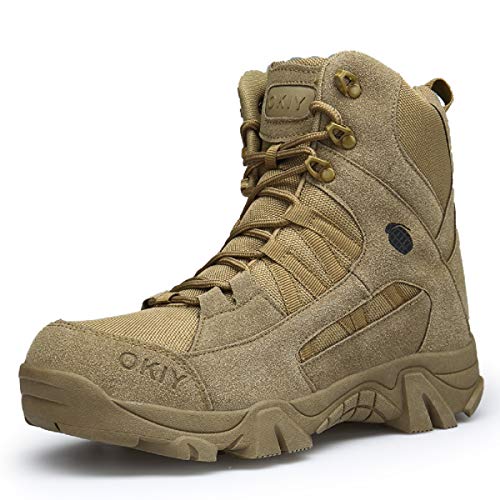 AONEGOLD Hombres Botas de Senderismo Zapatos de Trekking Botas Tácticas Transpirables Militar Senderismo Zapatos Botas de Invierno (39 EU, Marrón)