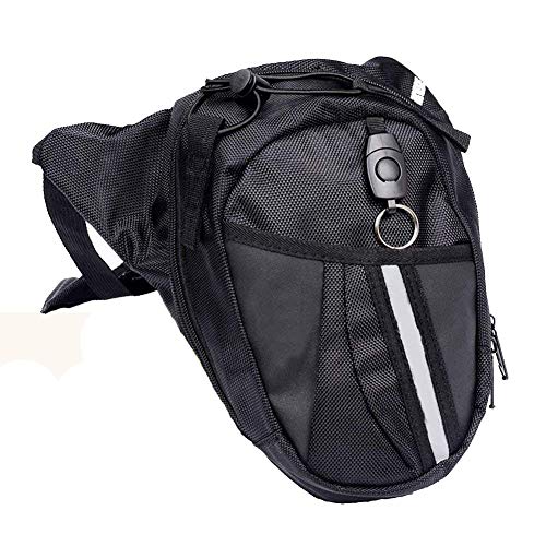 DQMEN Bolso de Pierna de Tela de Lona para Hombre Mujer, Bolso de Ocio o para Viajes Ciclismo Escalada Senderismo Camping Riding Bike Motorcycle Pack (Negro)