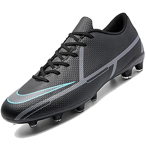 VTASQ Zapatillas de Fútbol Hombre Profesionales Training Spike Aire Libre Atletismo Zapatos de Entrenamiento Botas de Fútbol Ligero Antideslizante 1-Negro 40