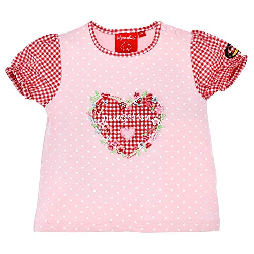 BONDI Camiseta de media manga con diseño de princesa 86425, color rosa/rojo, para bebé, traje tradicional de verano con corazones y brillantes Color rosa. 74 cm