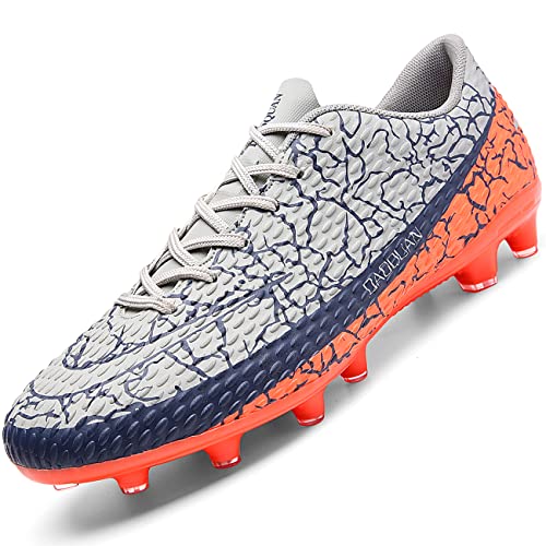 PiDaGlobal Zapatillas de Fútbol Hombre Profesionales Training Terreno Duro Botas de Fútbol Aire Libre Atletismo Spike Tacos Zapatos de Entrenamiento 40EU Gris