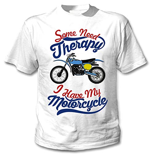 Teesandengines Bultaco pursang mkii 370 Motorcycle Therapy Camiseta Blanca para Hombre de Algodon Size Medium