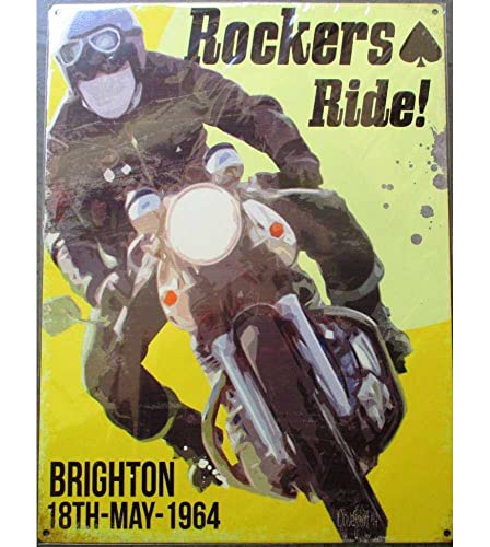 hotrodspirit – Placa Rockers Ride Brighton 18 de mayo a 1964 moto 40 x 30 cm chapa decorativa garaje