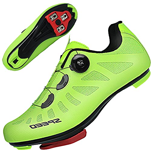 TFNYCT Zapatilla de Ciclismo Hombre Bicicleta Carretera MTB Tacos Respirables Mountain Interior Zapatillas de Ciclismo (Verde, Numeric_45)