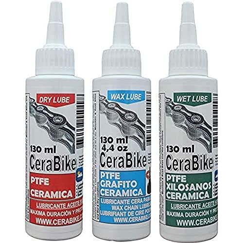 CeraBike PACKLUBE. Pack DE LUBRICANTES para Cadena. WAXLUBE, DRYLUBE Y WETLUBE. (3X130 ML)