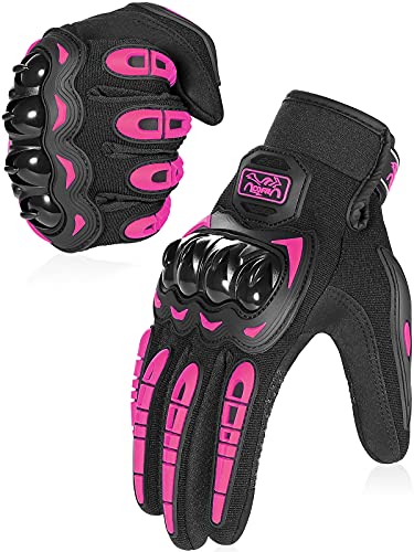 COFIT Guantes de Motos, Guantes de Pantalla Táctil Full Touch para Carreras de Motos, MTB, Escalada, Senderismo y Otros Deportes al Aire Libre - Rosa M