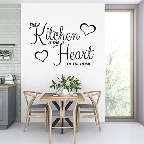 Etiqueta de la pared para la cocina La cocina es el corazón de la ventana de la pared del hogar Decoración del hogar Decoración de la pared del corazón para el hogar A3 57x92cm