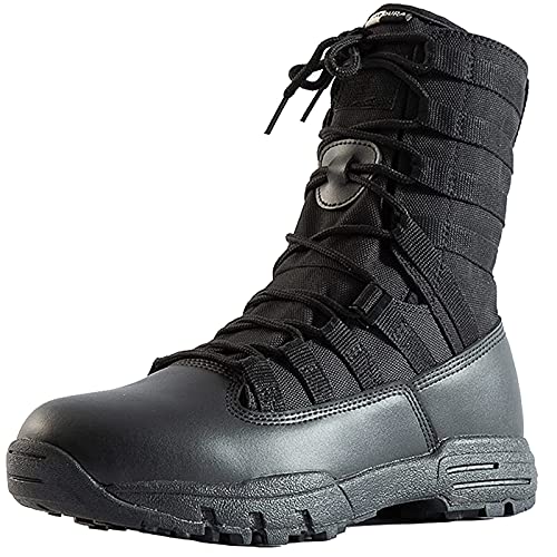 KILCVEM Botas Tácticas Militares Hombres Botas de Caza Impermeables Corte Alto Desierto Al Aire Libre Botas de Combate del Ejército Transpirables Zapatos Senderismo - Cordones,Black-41(UK8)