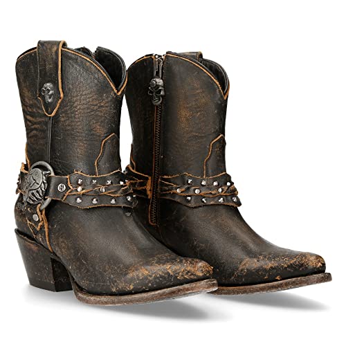 NEW ROCK Botas vaqueras de mujer Tejanas Western Cowboy Vintage Marrón Brown Woman Boots Texas M.WSTM005-S2 (numeric_38)