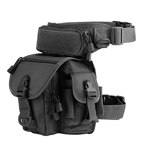 Bolso de Pierna Hombre ,Bolsa de Pierna Bolsa Táctical Militar Impermeable para Correr Senderismo Ciclismo Camping Caza (negro)