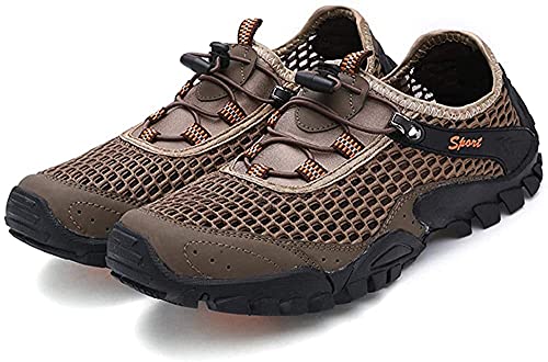 Calzado de Ciclismo de Verano Para Hombre,Zapatos de Bicicleta de Carretera de Ocio Al Aire Libre,Calzado Deportivo Para Bicicleta de Montaña Sin Bloqueo,Apto Para Ciclismo y Montañismo,Khaki-42 EU