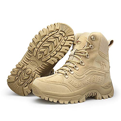 Bititger - Botas de desierto militares de piel, impermeables, con cremallera, botas tácticas y de combate para hombre, para patrullas, de seguridad, para policías, color, talla 42 1/3 EU