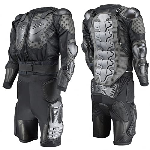 MAOTN Traje Armadura de Motocicleta de Campo traviesa para Hombre, Pecho + Pantalones,Dorsal Guardia Carrera Corporal,Ropa Protectora de Carreras de Moto/Peto Motocross Enduro,Black,L