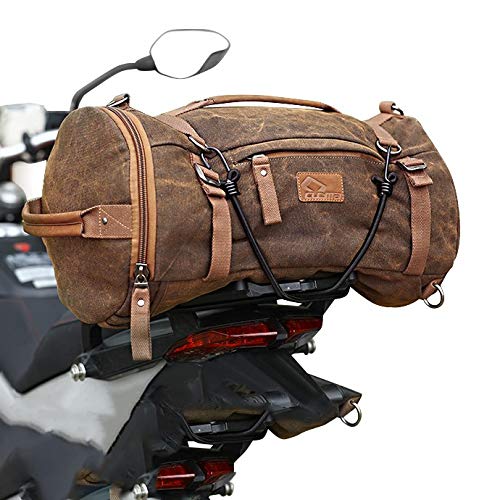 Bolsa Sillin Asiento Trasero Moto Vintage 25L Mochila Rollo de Equipaje marrón