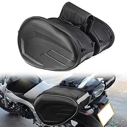 Foreverup Alforjas traseras para motocicleta, alforjas para motocicleta, alforjas traseras, maletines laterales para motocicleta, bolsa de poliuretano resistente al agua, 36 – 58 L, color negro