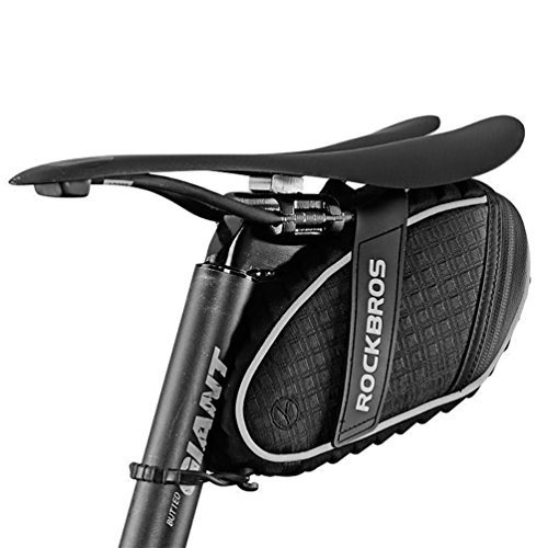 ROCKBROS Bolsa Sillín de Bicicleta Alforja bajo Asiento para MTB Bicicleta Carretera Bolsa Porta Herramientas, Negro/Rojo