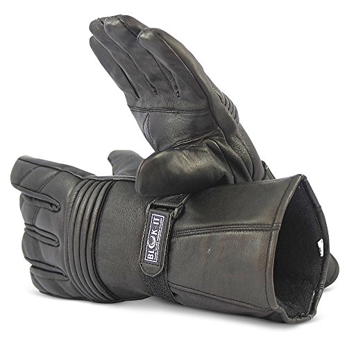 Blok-It Guantes de Motocicleta Completamente de Cuero Guantes Son Térmicos, Material 3M Thinsulate. Para Motoristas, Motocicletas & Motos (Negro, S)