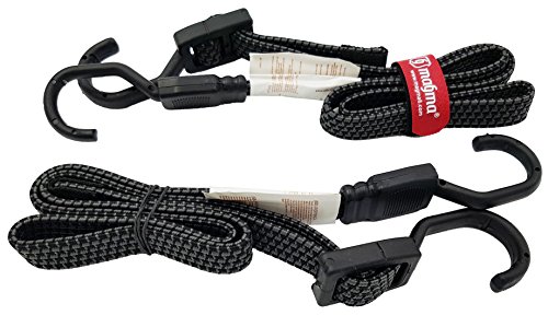 MAGMA 2 Pulpos Elásticos Planos de Sujeción 1m. Longitud Ajustable. Tensor Plano para no Dañar la Carga. Bungee Cuerda Elástica Equipaje Coche, Moto, Bici, Camping, Toldos, Lonas (Negro)