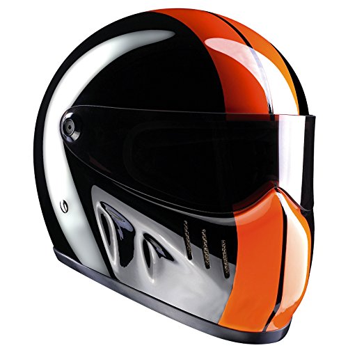 Casco Badit XXR para moto Streetfighter, con baja resistencia aerodinámica, alta velocidad, hombre mujer, negro / naranja, large