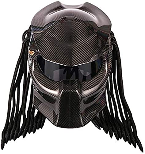 MOMOJA Casco De Motocicleta, Fibra De Carbono, Protección UV, Máscara Antivaho, Flecos, Escorpión, Casco Integral, Locomotora De Motocross, Casco Certificado ECE A,M