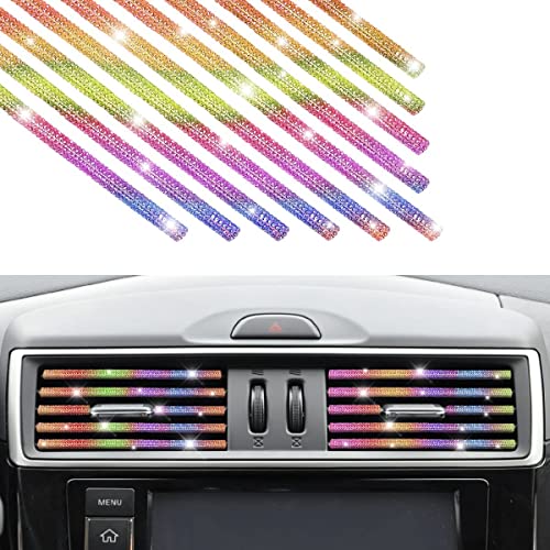 10Pcs Bling Decorative Strip for Car Air Conditioner, Car Air Conditioning Trim, Car Interior Accessories Diamanteed for Most Right Air Outlets (Color)