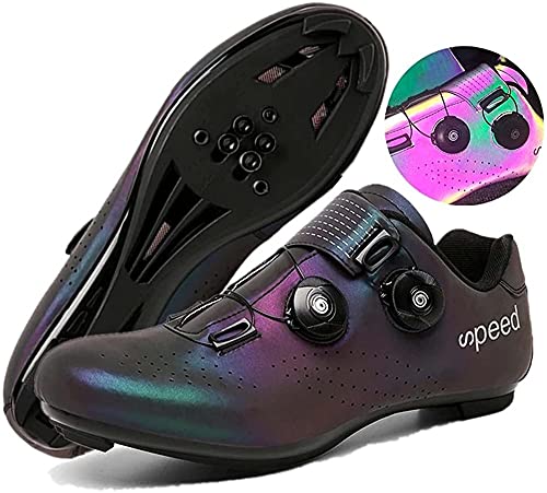 KUXUAN Zapatillas de Ciclismo de Carretera para Hombre - Zapatillas de Spinning con Zapatilla Peloton de Cala Compatible con SPD y Delta para Hombre,Color-39EU