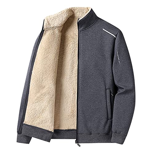 OIUHJN Hombre Otoño e Invierno Chaqueta Cálida Moda Casual Color Soild Manga Larga Bolsillo Sudaderas De Algodón Abrigo Top Y Chaqueta De Invierno Para Hombre, gris, XXL