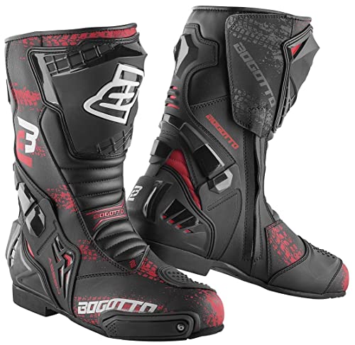 Bogotto Assen Evo Botas de moto (Black/Red,47)