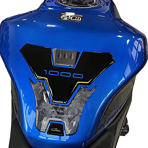 Resin Bike Adhesivos de Moto Compatibles con Suzuki GSX-S 1000 2021 2022 Azul Miami. Protección Protector de Tanque de Choques y Arañazos de Moto. Adhesivo 3D Resinado - Made en Italy