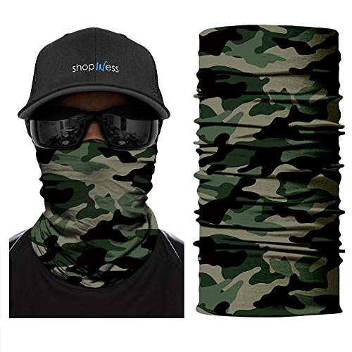 ShopINess Pañuelo bandana braga cuello multifuncion camuflaje Unisex para Moto Deporte Outdoor - Camuflaje (Verde)