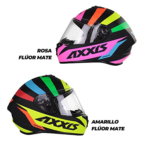 AXXIS Casco Moto Integral FF112C DRAKEN S Premier HOMOLOGADO (Rosa Fluor Mate, M)