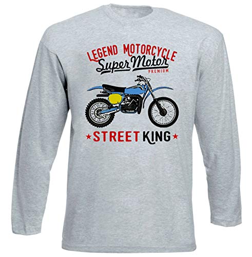 Teesandengines Bultaco pursang mkii 370 Legend Motorcycle Tshirt de Manga Larga Gris para Hombre Size Large