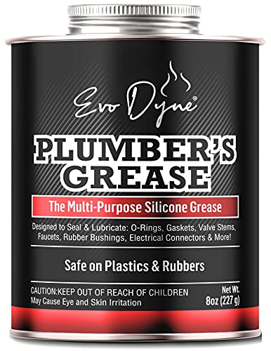 Evo Dyne Grasa de silicona (8 onzas), fabricada en Estados Unidos, pasta de silicona, lubricante de silicona multiusos para grifos, válvulas, cartuchos, grasa lubricante de silicona para uso en metal