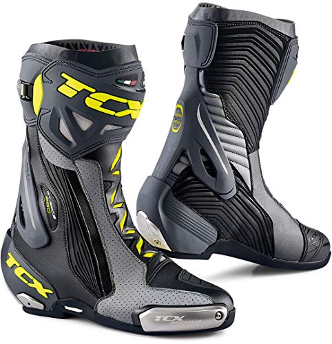 TCX Botas de moto RT-RACE Pro Air negro/gris/amarillo flúo, negro/gris/amarillo flúo, 43