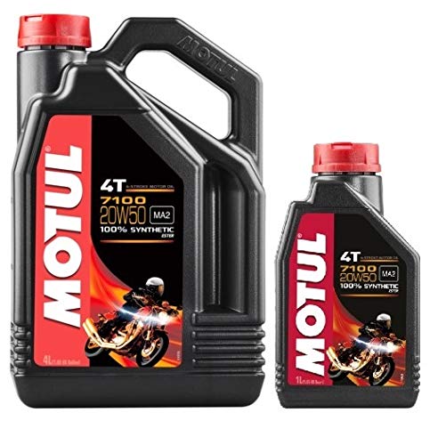 Pack Motor Motos 100% sintetico Motul 7100 4T 20W-50, 5 litros