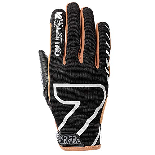 Vquattro - Guantes de Moto homologados CE para Hombre, Color Negro y Blanco