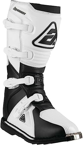 Answer Racing 446639 Powersports Motocross equipo de protección: AR1 botas, negro/blanco, talla 13, 1 par