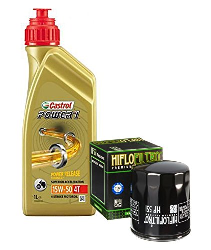 Kit Tagliando Moto Guzzi GRISO 850 2006 – 2011 4 x l Castrol Power 1 15 W50 1 x Filtro de aceite HiFlo hf551