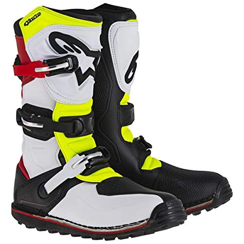 Alpinestars Botas Tech-T unisex para adultos (blanco/rojo/amarillo/negro, talla 5)