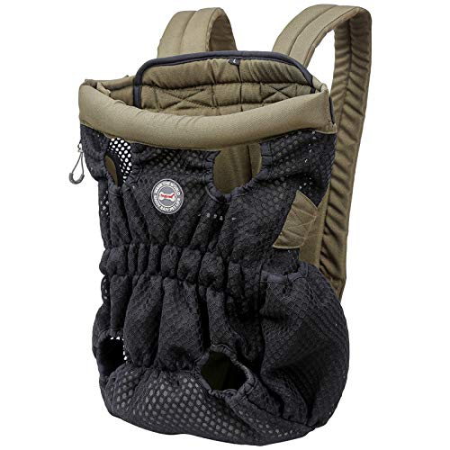 Tineer Legs Out Front Dog Carrier Mochila - Mochila para mascotas para perros pequeños medianos Gatos, bolsa de viaje para cachorros y gatos manos libres para caminar, andar bicicleta (M, Negro verde)