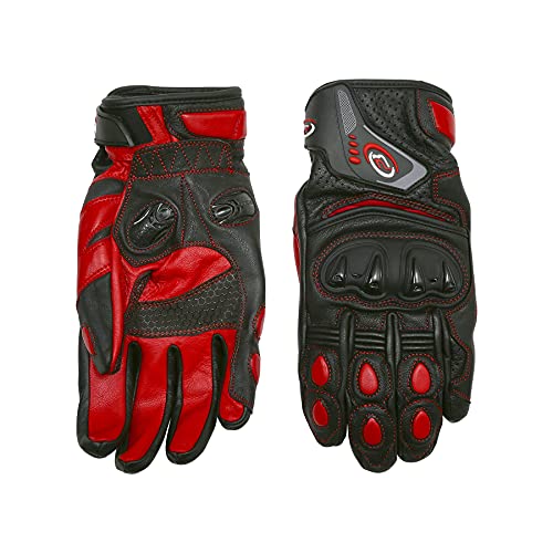 PB Dell Guantes de cuero de puño corto de la motocicleta Knox SPS - Negro/Rojo (XXL)