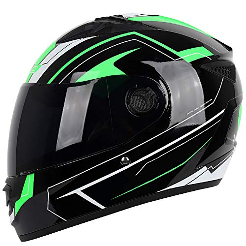 DYOYO Casco de Moto, Cascos Integrale ECE Aprobado, Full Face Helmet con Visera Se Abre Fácil, Helmets Intégral Idéal para Hombres Adultos Mujeres 59-62CM