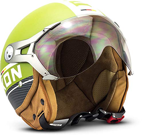 Soxon SP-325-PLUS Motocicleta Casco Demi-Jet, ECE Certificado incluyendo Parasol, Bolsa de Casco, XS (53-54cm), Army