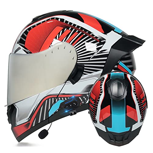 Casco Moto Integral Bluetooth Integrado Casco Scooter para Hombre y Mujer Casco de Motocicleta para Adultos Bolsa para Casco Casco Moto Abatible ECE Homologado 55~62CM