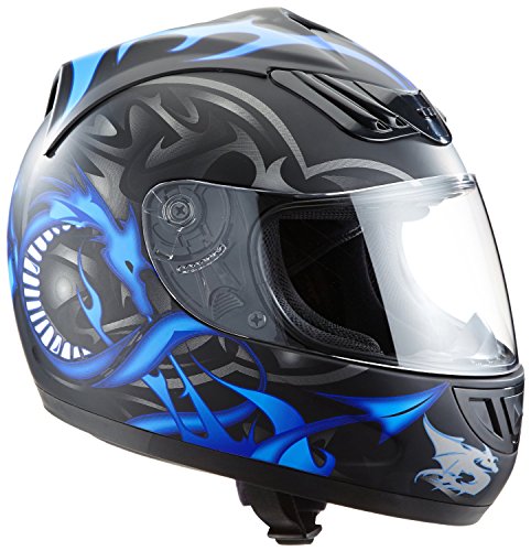 Protectwear Casco de moto azul mate del dragón H-510-11-BL Tamaño L