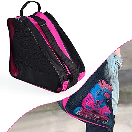 PERFETSELL Mochila para Patines Rosa Bolsa de Transporte para Patines Bolsa Patines 4 Ruedas Bolsa para Patines y Casco Mochila para Patines y Equipo Bolsa Patines Roller para Niños Adulto 39x30x20cm