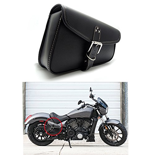 AUTLY 1 PC de la motocicleta lateral Saddlebag Pu cuero resistente al agua del lado izquierdo de equipaje Bolsa de herramientas Negro para Derecha