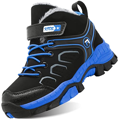 IYVW X88 Zapatillas de Running Niño Niña Botas de Senderismo Transpirables Antideslizante Calzado Montaña Negro Azul 34 EU