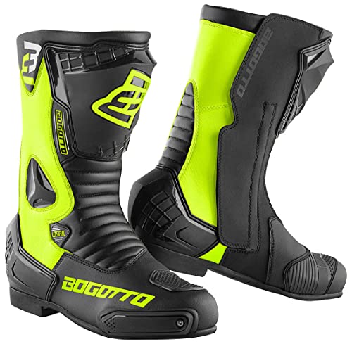 Bogotto Losail Botas de moto (Black/Yellow Fluo,40)