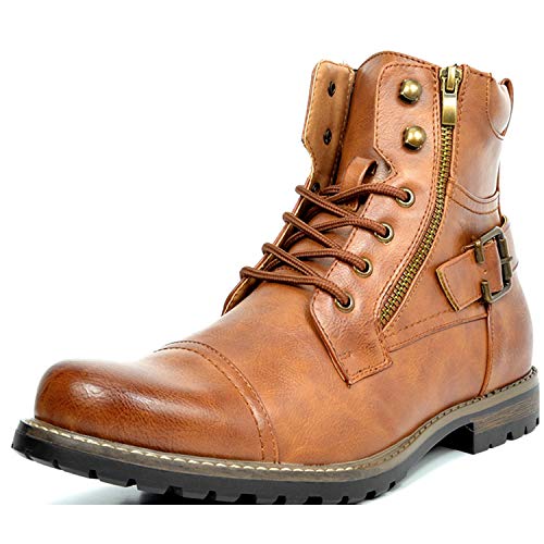 Bruno Marc Botas de Combate Militar para Hombres Botines de Moto Tactical para Hombre MARRÓN-3 Philly-3 Talla 47EU/13US